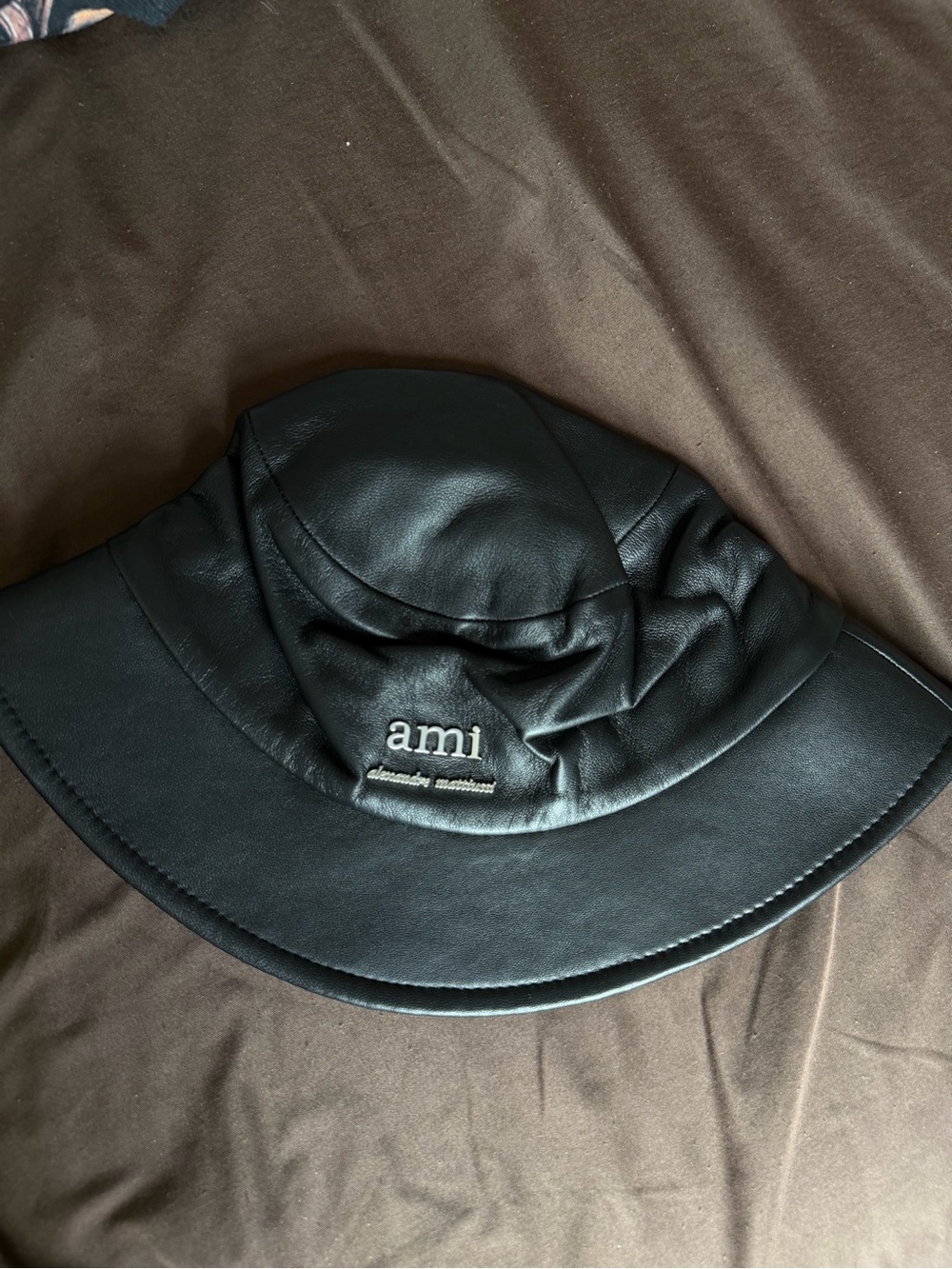 ami Black Leather Bucket Hat - Men's Accessory